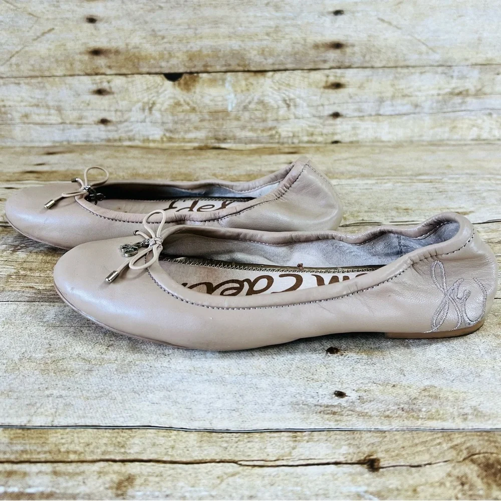 Sam Edelman Felicia Ballet Flats Beige Leather Bow Charm Shoes Womens 6M - Picture 5 of 16